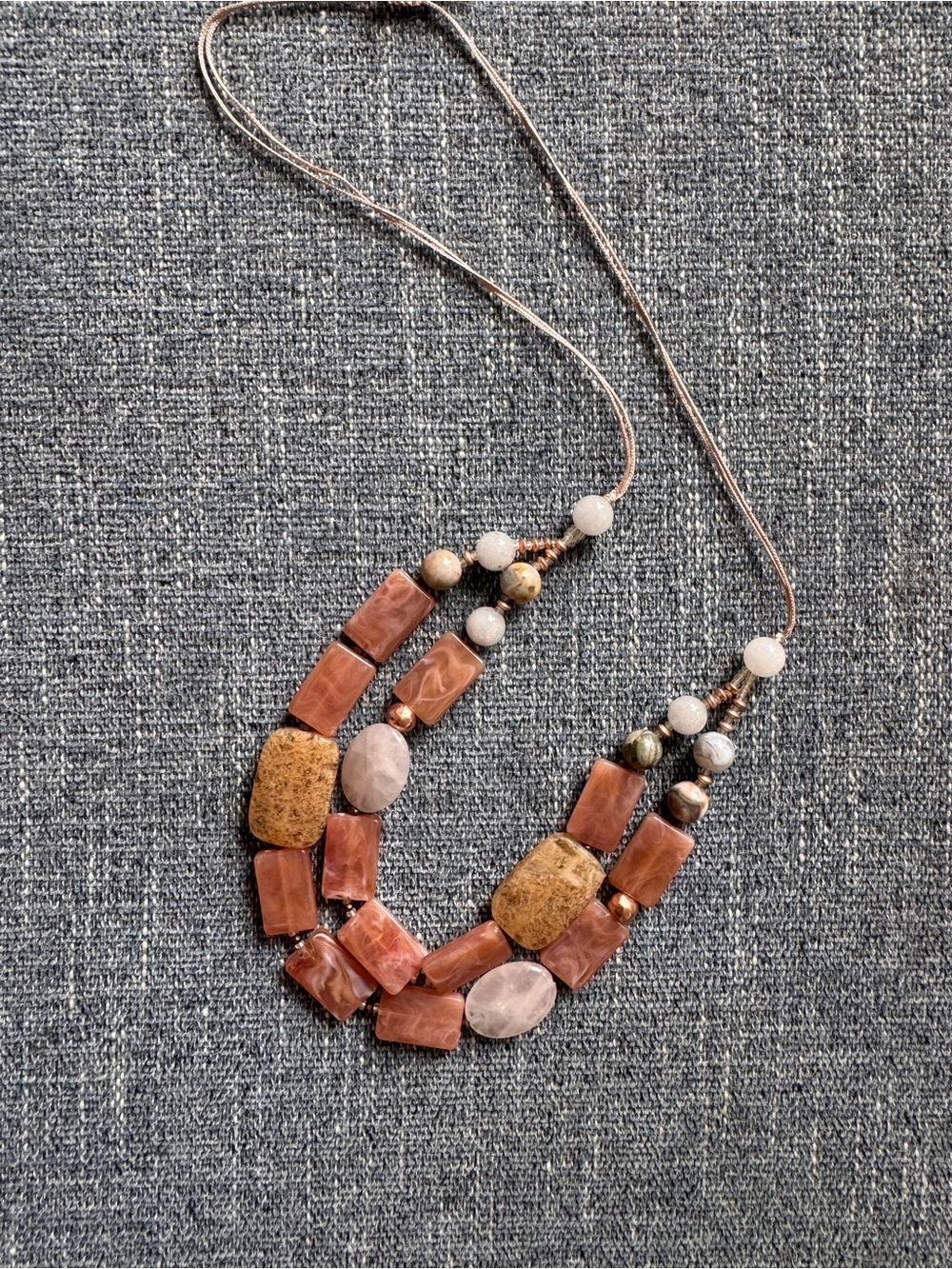 J. Jill Pink and Brown Multi-Stone Layered Necklace - Picture 2 of 2